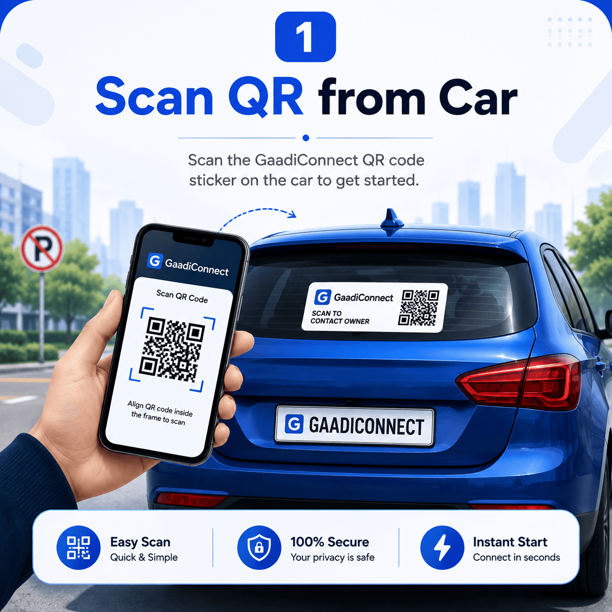 Scan GaadiConnect QR code from car